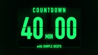 40 Minute Countdown Timer 🟢 Flip Clock with Simple Beeps