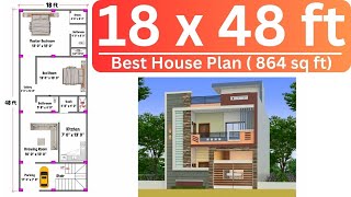 18x48 House Plan | 18x48 House Design | 18x48 House Plan With Garden | 18x48 East facing House Plan