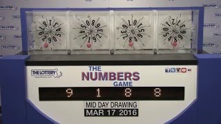 Midday Numbers Game Drawing: Thursday, March 17, 2016