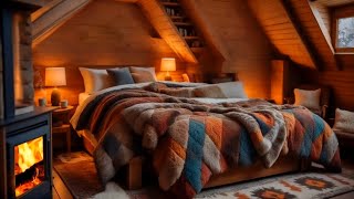 Blizzard weather, relax and sleep in a warm and comfortable cabin, with a sleep-inducing atmosphere