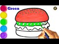 how to draw a cheese burger drawing easy drawing burger 🍔 drawing easy step by step with colour.