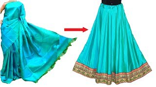 Convert Saree into Lehenga | very easily | साड़ी से लेहेंगा कैसे बनाएं | Krishna Creation