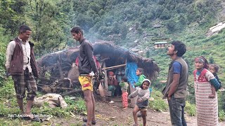 Most Relaxing Nepali Mountain Village Life|Daily Activities of Hari Rokaya Village People|Rainy Day|