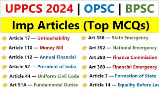 Important Articles of Indian Constitution | संविधान के महत्वपूर्ण अनुच्छेद | Important Articles gk