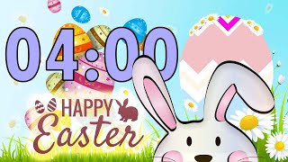 4 Minute 🐰 Happy Easter 🥚 Countdown Timer - Spinning Easter Egg - Fun Music Alarm!