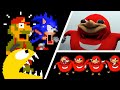 Uganda Knuckles vs Pacman Sonic and Super Mario