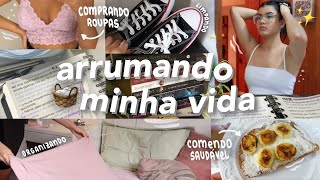 arrumando minha vida inteira 🧽| limpei meu quarto, comprei roupas \u0026 fui saudável🍲✨