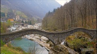 4K Valle Verzasca Lavertezzo Ticino SWITZERLAND アルプス山脈 川 谷