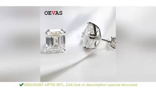 OEVAS 100% 925 Sterling Silver Stud Earrings For Women Sparkling 8*10mm High Carbon Diamond Wedding