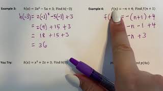 3.2 Notes pt 1 (evaluate a function using function notation - given input)