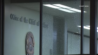 Police Station Window Broken By Rock, Suspect Arrested | Costa Mesa, CA