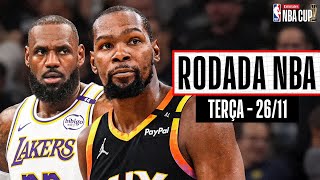 DURANT e BOOKER somam quase 50 PONTOS em duelo de estrelas contra LEBRON e DAVIS - Rodada NBA 26/11