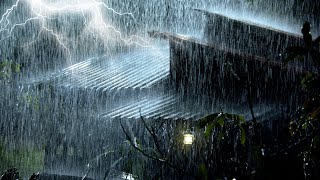 Sleep Immediately in 5 Minutes with Hard Rain on Metal Roof & Powerful Thunder Sounds at Night