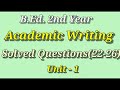 Basics of Academic Writing/ solved questions / Questions (22 to 26) Total Questions - 36