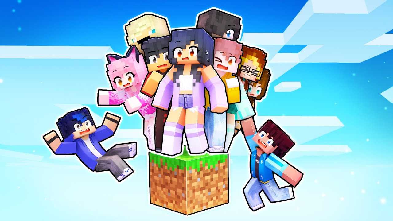 10 Friends On ONE BLOCK In Minecraft! - YouTube