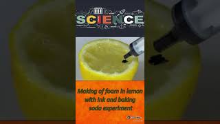 Making of foam in lemon with ink and baking soda #Experiment #inventions #lifehacks