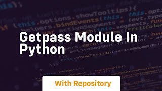 getpass module in python