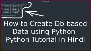 (HINDI)Python Programming: How to make MySQL Based Database using python