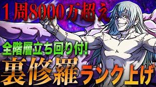 【全階層解説付】経験値8000万越え！裏修羅の幻界を片サレ真人でランク上げ周回！#パズドラ #ランク上げ #方サレ #真人