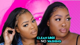 HOW I CLEAN MY LACE FRONTAL QUICK EASY + NOOO WASHING!