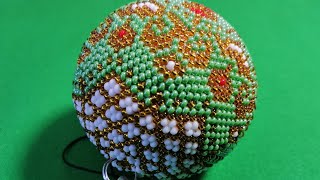 Оплетение шара бисером. Ч. 1 из 7. Beaded decoraion. Ball. Christmas