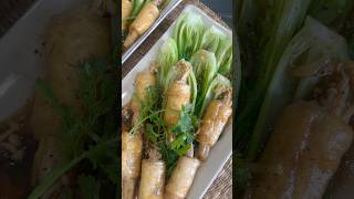 Dễ làm món chay cho mâm tiệc, mâm cúng. Đậu hũ cuộn nấm kim châm sốt cải thìa #accnhi #anchay #food