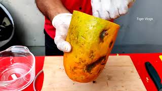 PAPAYA SHAKE KING | Amazing Papaya Cutting Skills | Indian Street Food