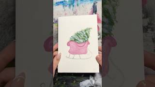 Christmas Card Ideas Acrylic Paint Pink Sleigh