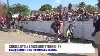 Lance Armstrong & Chris Lieto in T2, Ironman 70.3 Panama 2012