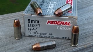 9mm +P+ Federal 9BPLE 115 gr Gel Test