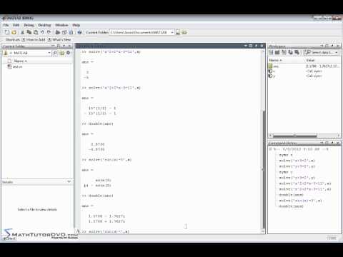 Matlab Essential Skills Sect 35 Solving Algebraic Equations Symbolically Matlab Essential Skills Sect 35 Solving Algebraic Equations Symbolically