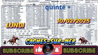 programme quinté pronostics CAGNES-SUR-MER (LUNDI) 10/02/2025