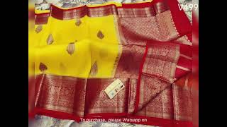 V499 : Pure Banaras Kora silk Sarees with Antique Zari Border.