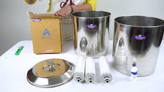 Apeiron Stainless Steel purifier Water filter 24L With 3 New Candle