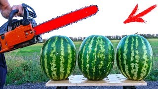 EXPERIMENT: CHAINSAW VS WATERMELON