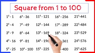 1 to 100 Square || Square Numbers 1 to 100 || Square 1 to 100