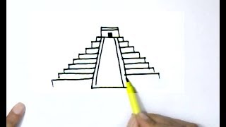 How to draw  Ziggurat or Mayan pyramid- step by step for beginners