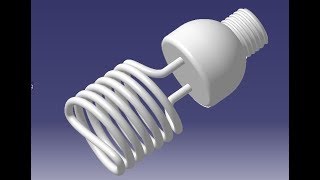 Design of bulb I CFL Bulb I Light I Spiral Lamp in CATIA