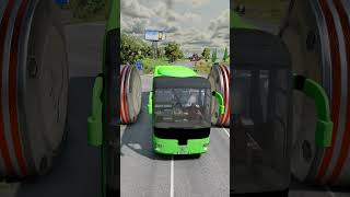 Logs Truck \u0026 City Buses vs Hydraulic Crush - BeamNG.Drive #shorts #beamngdrive