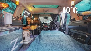 -10˚C car camping / Power bank, wet tissue, water all frozen