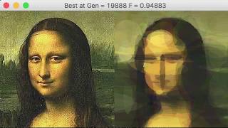 Approximating Mona Lisa with 500 ovals using genetic algorithm