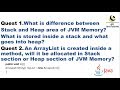 Java Interview questions on Stack and Heap area of JVM Memory? || online Java training