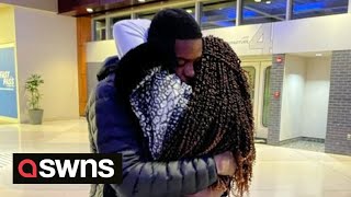 Heartwarming moment sister and brother reunite after spending four years apart | SWNS