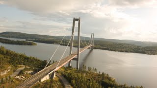 774. Högakustenbron (High coast bridge) Drone Stock Footage Video