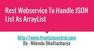 Rest Service To Handle Json List Input As ArrayList