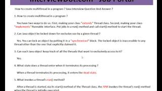 How to create multithread in a program Java Interview Question And Answer