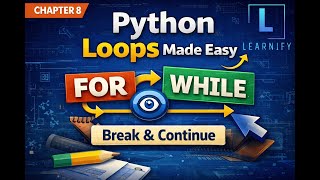 Chapter 8: Python Loops Explained Simply | for Loop, while Loop & Control Statements | Learnify