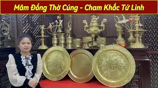 Mâm đồng trơn và chạm hoa văn nhiều kích cỡ - Thu Hiền đồ đồng