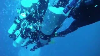 very fast descent to 130m deep rebreather dive from the deep ccr tartiflette team