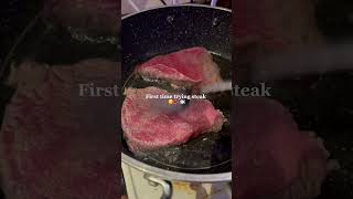 Fist time making steak 🫠#smartphone #explore #youtubeshorts #lifestyle